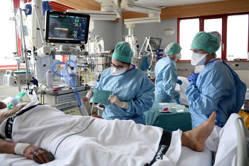 FILE PHOTO: Medical workers work in the Intensive Care Unit