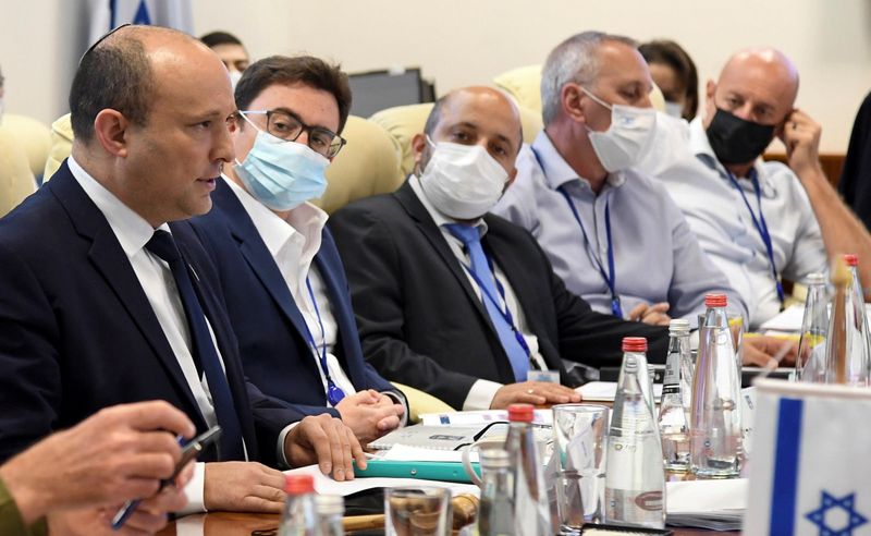 Prime Minister Naftali Bennett addresses senior aides in Israel’s nuclear