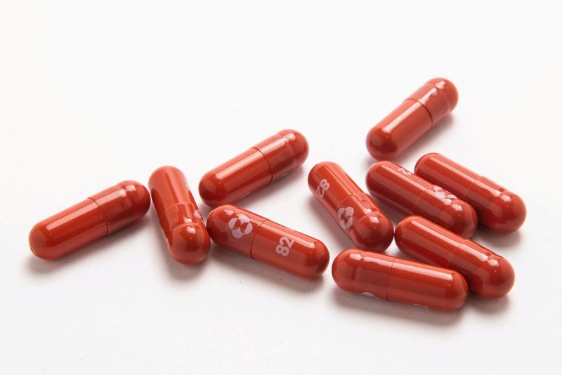 FILE PHOTO: An experimental COVID-19 treatment pill, called molnupiravir and