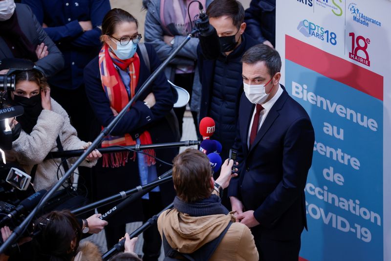 French Health Minister Olivier Veran at a vaccination center in