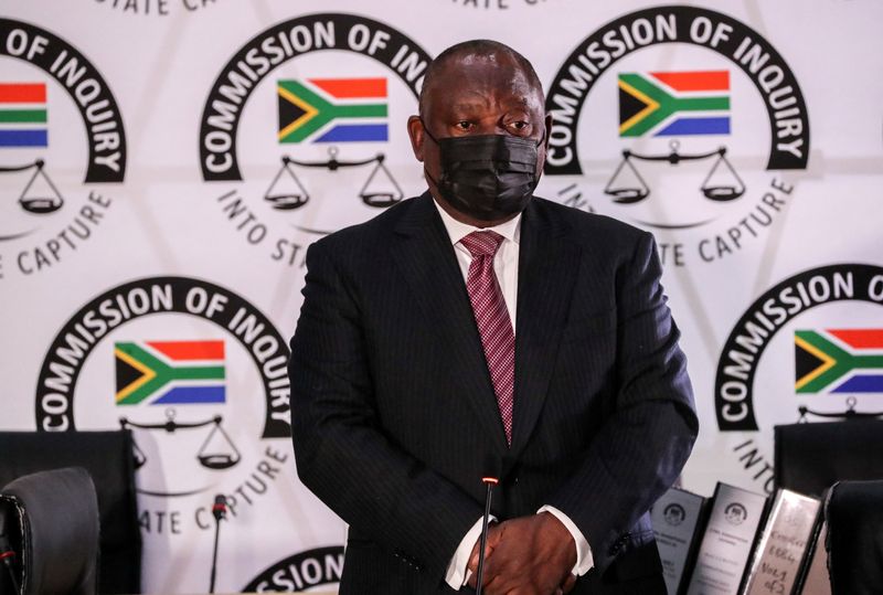 South African President Cyril Ramaphosa appears to testify before the