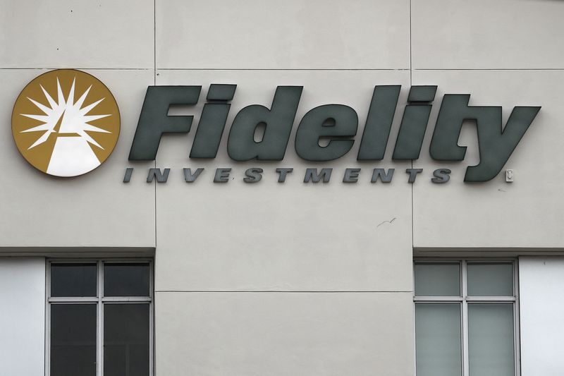 A Fidelity Investments store logo is pictured on a building
