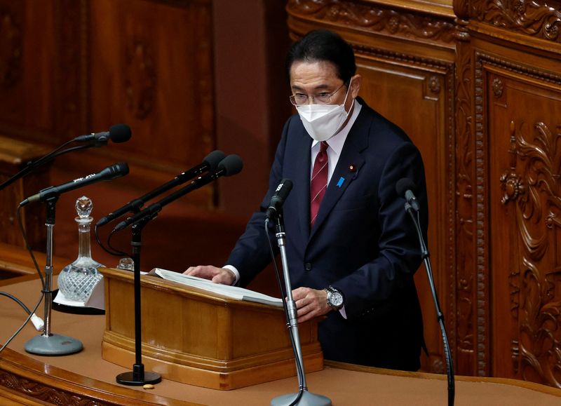 Japan’s Prime Minister Fumio Kishida attends the opening of an