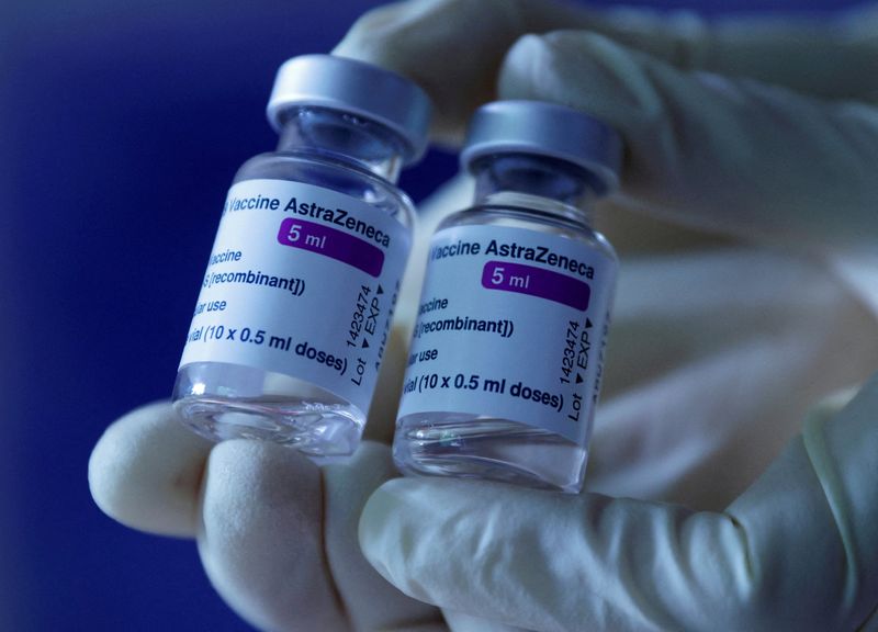 FILE PHOTO: A doctor shows vials of AstraZeneca’s COVID-19 vaccine