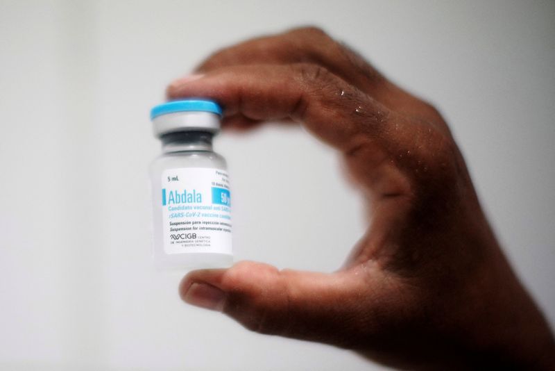 FILE PHOTO: A nurse shows a dose of Abdala vaccine
