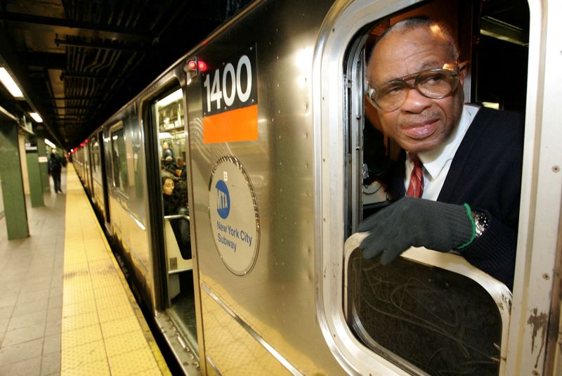FILE PHOTO: Conductor works aboard New York City Subway on