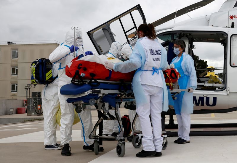 FILE PHOTO: Transfer operation of a COVID-19 patient in France