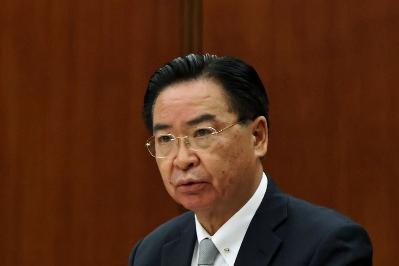 Taiwan Foreign Minister Joseph Wu attends a news conference in