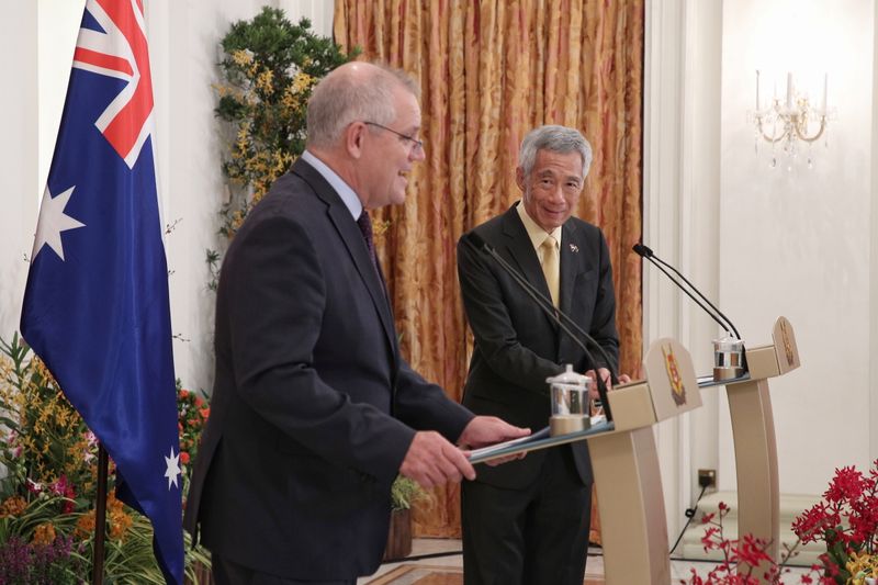 Australia’s Prime Minister Scott Morrison and Singapore’s Prime Minister Lee