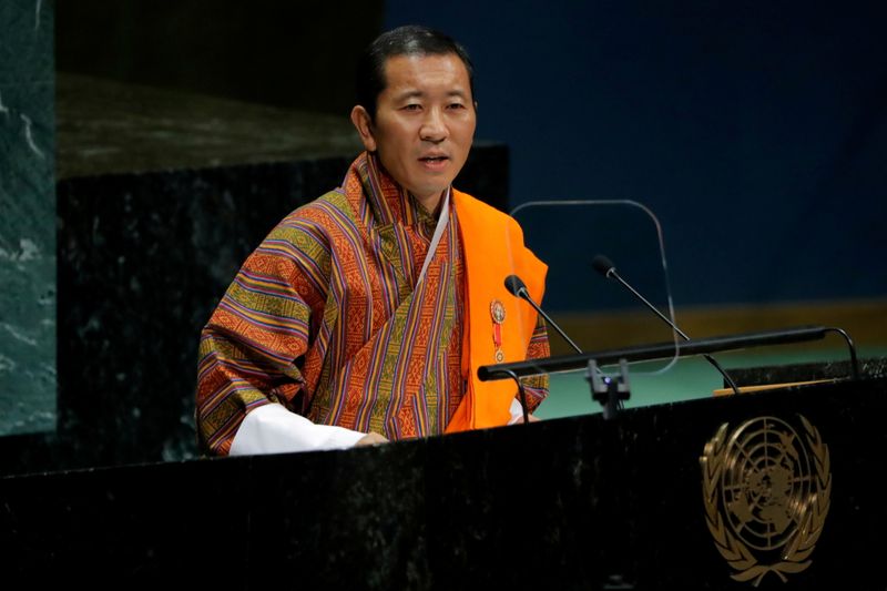 FILE PHOTO: Bhutan’s Prime Minister Lotay Tshering addresses the 74th