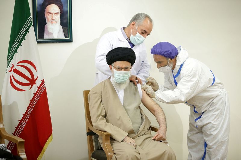 Iran’s Supreme Leader Ayatollah Ali Khamenei receives his first dose
