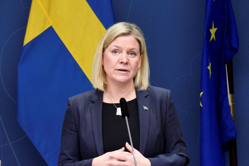 FILE PHOTO: Sweden’s Prime Minister Magdalena Andersson presents new COVID-19