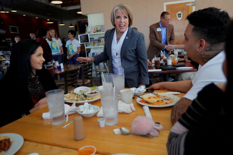 FILE PHOTO: Democratic candidate for governor Michelle Lujan Grisham greets