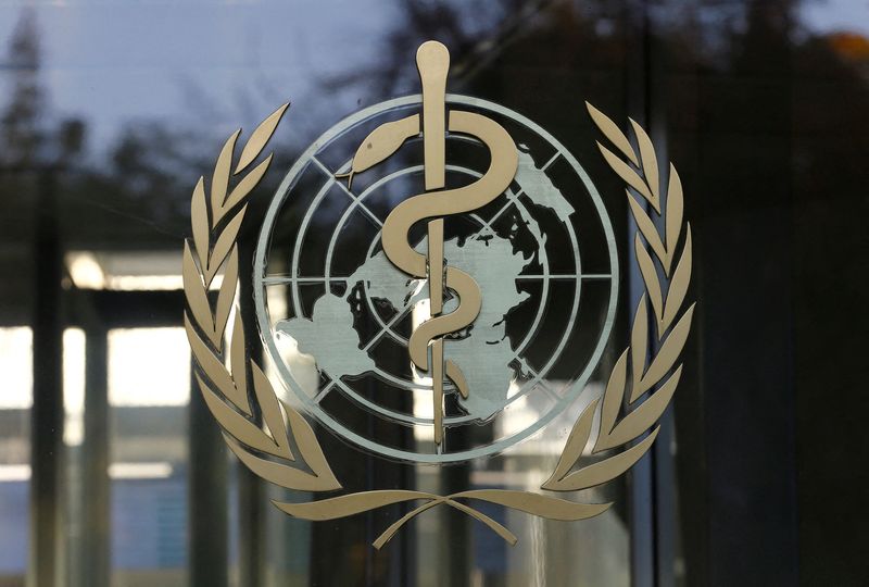 FILE PHOTO: A logo is pictured on the World Health