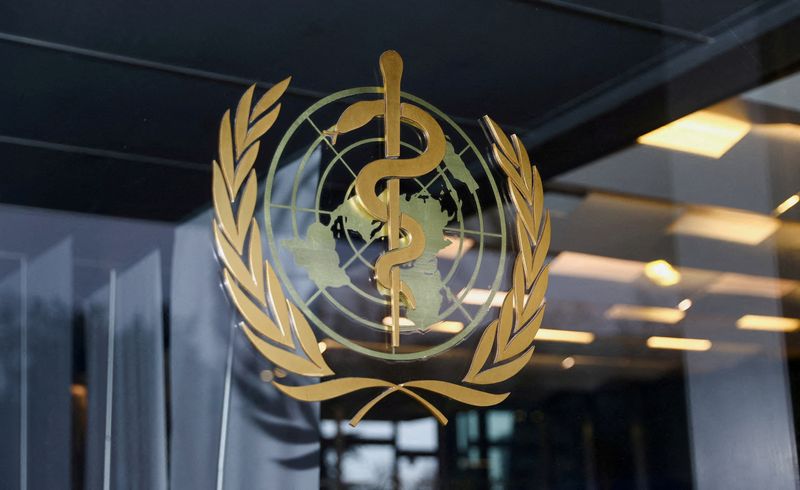 FILE PHOTO: The WHO logo is pictured in Geneva