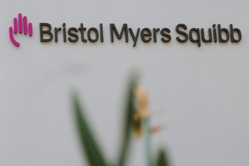 FILE PHOTO: A sign stands outside a Bristol Myers Squibb