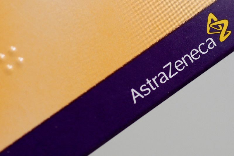 FILE PHOTO: The logo of AstraZeneca is seen on a