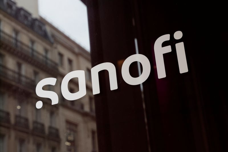 Sanofi logo at the company’s headquarters during the annual results
