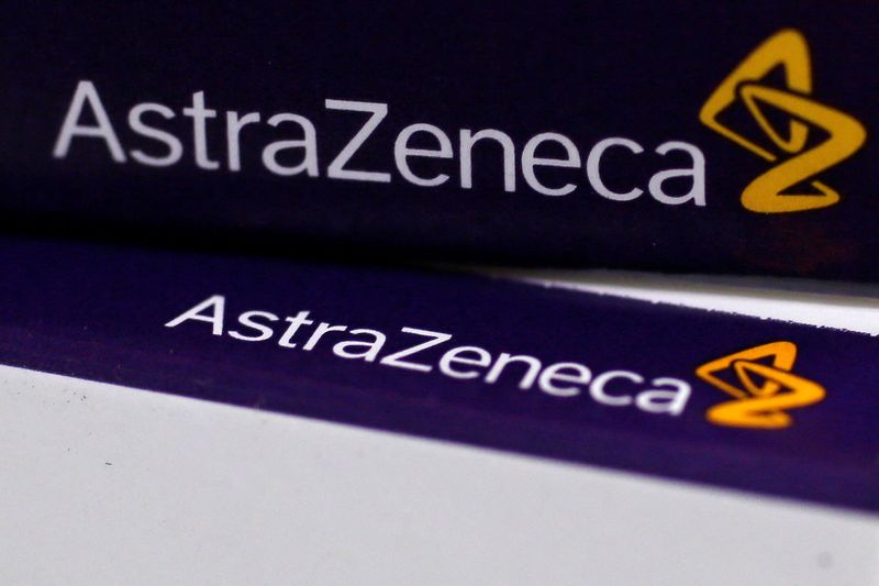 FILE PHOTO: The logo of AstraZeneca is seen on medication