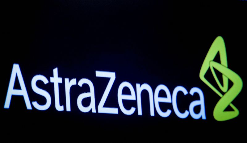 FILE PHOTO: The company logo for pharmaceutical company AstraZeneca is