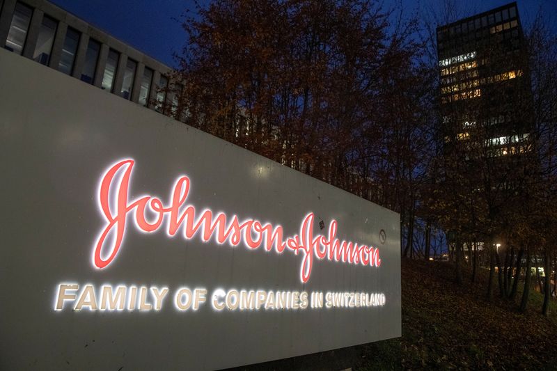 FILE PHOTO: The logo of Johnson & Johnson is seen