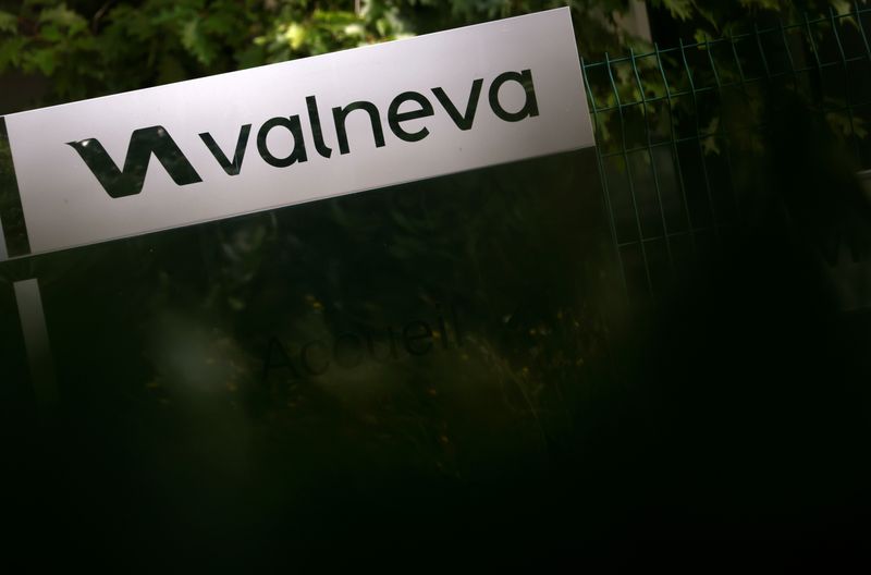 The logo of Valneva SE is pictured at the company’s
