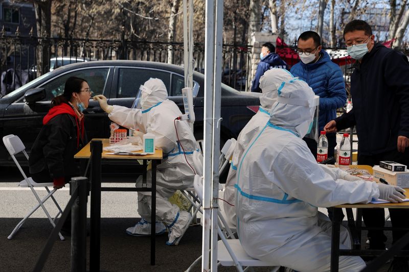 FILE PHOTO: Nucleic acid testing site in Beijing