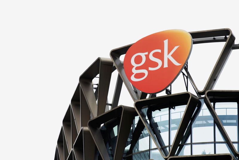 FILE PHOTO: The GSK logo is seen on top of