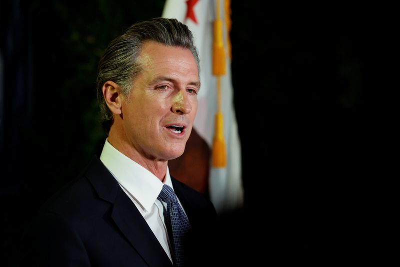FILE PHOTO: California Governor Gavin Newsom makes an appearance after