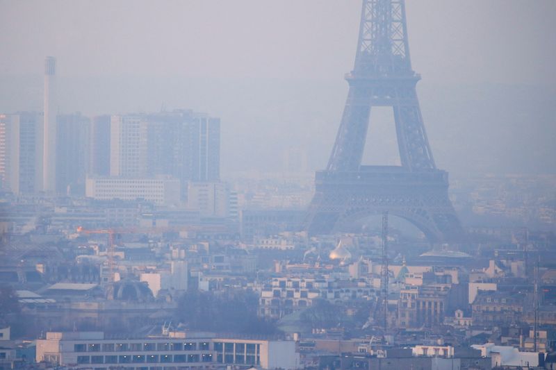 FILE PHOTO: The Eiffel Tower is surrounded by a small-particle