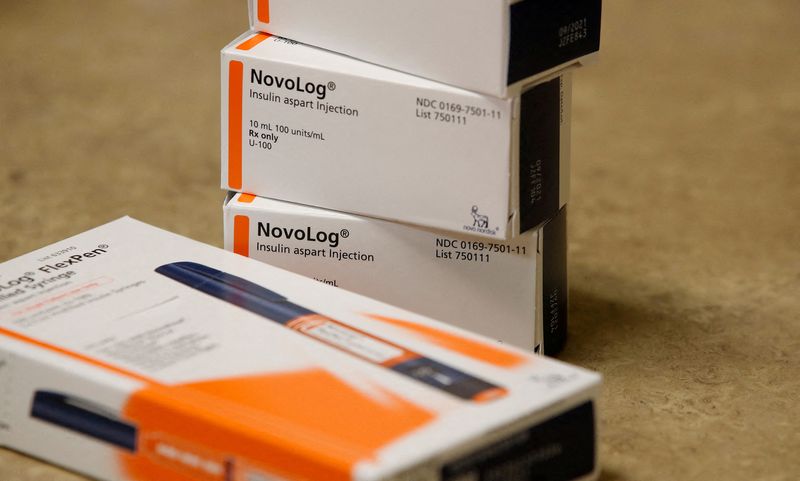 FILE PHOTO: Boxes of the drug NovoLog, made by Novo