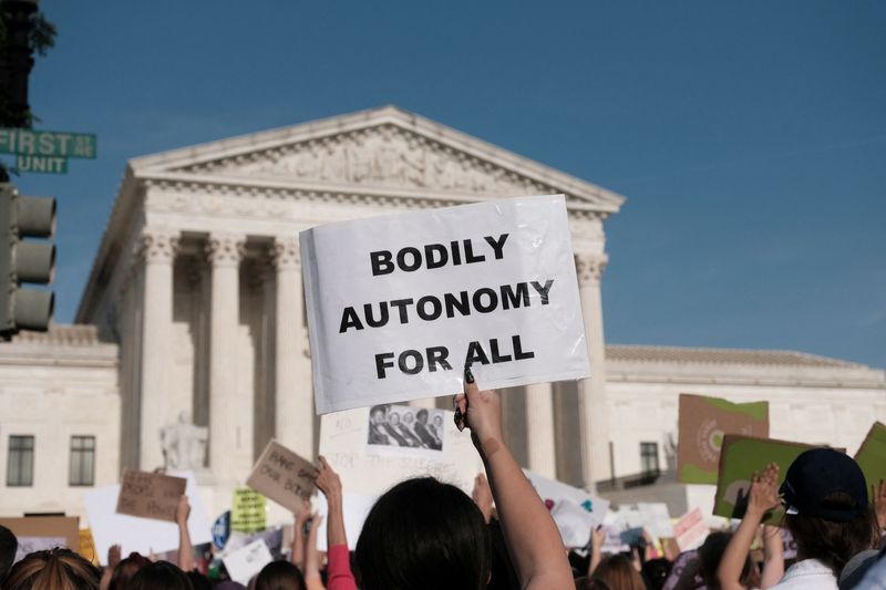 FILE PHOTO: Abortion rights supporters protest at the U.S. Supreme