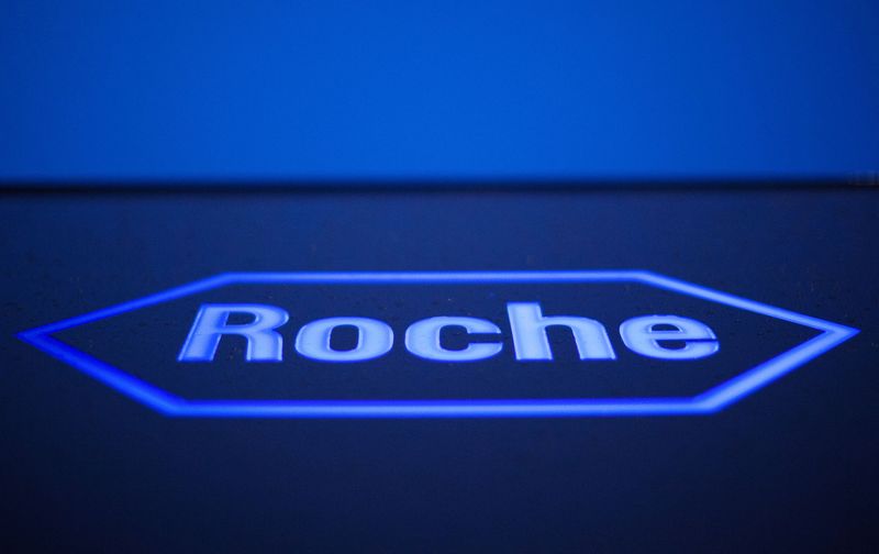 FILE PHOTO: Logo of Swiss pharmaceutical company Roche is pictured