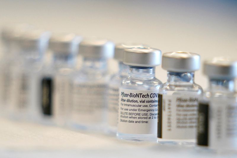 FILE PHOTO: Bottles fo the COVID-19 vaccine are ready to