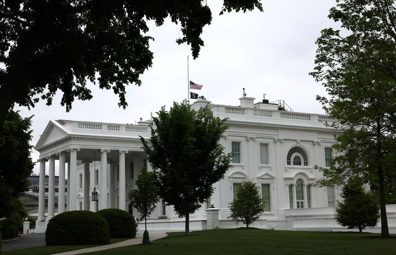 American flag at half staff over the White House to