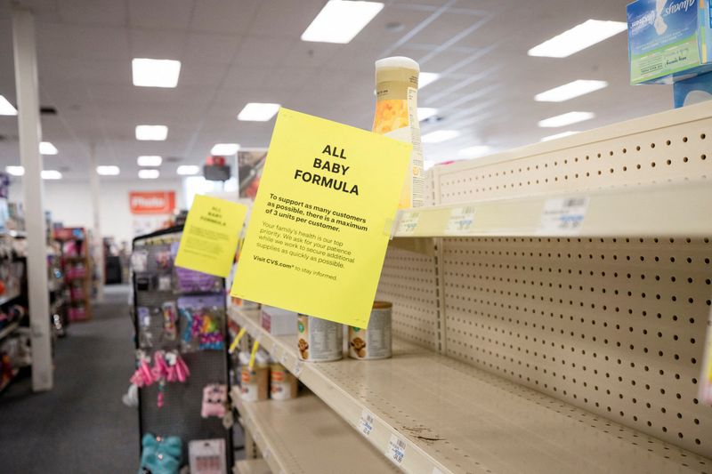 FILE PHOTO: Empty shelves show a shortage of baby formula