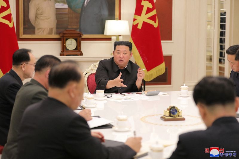 North Korean leader Kim Jong Un presides over a politburo