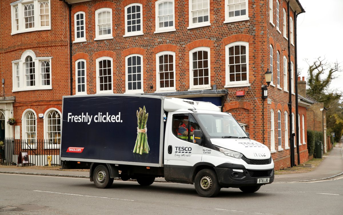 FILE PHOTO: A Tesco delivery van is seen as the