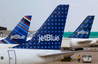 FILE PHOTO: JetBlue Airways aircrafts are pictured at departure gates