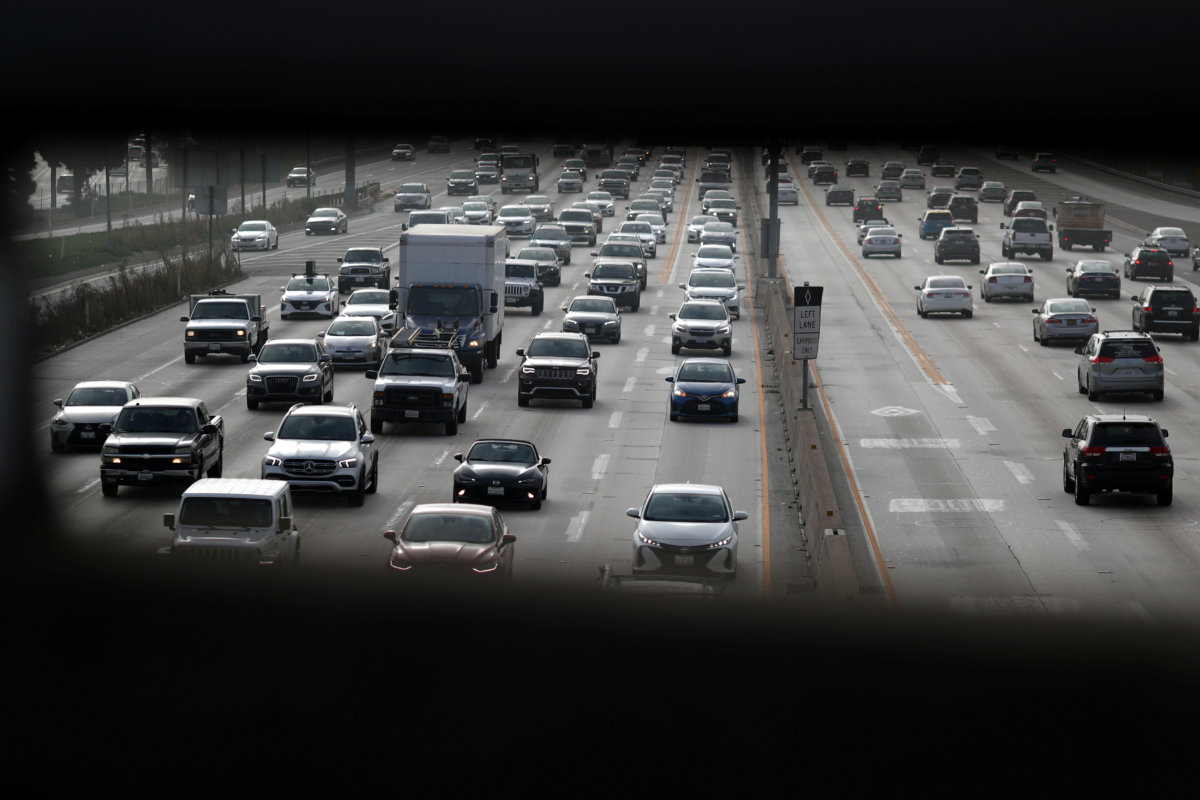 FILE PHOTO: Morning traffic drives on the 405 freeway in