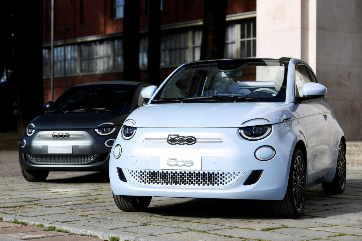 FILE PHOTO: A new Fiat 500 electric car is unveil