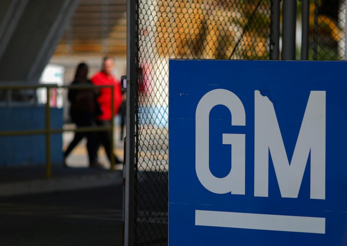 The GM logo is seen at the General Motors plant
