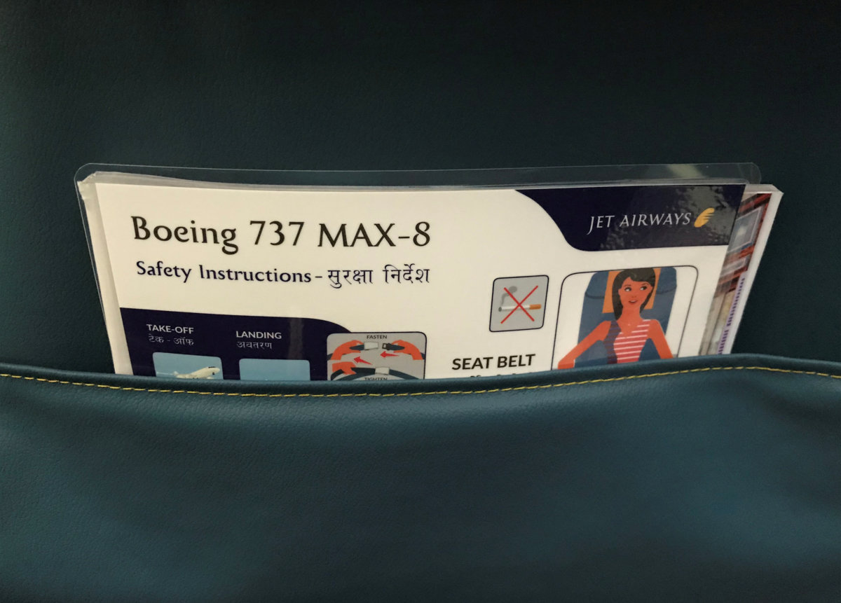 FILE PHOTO:  A passenger safety instruction card of Jet