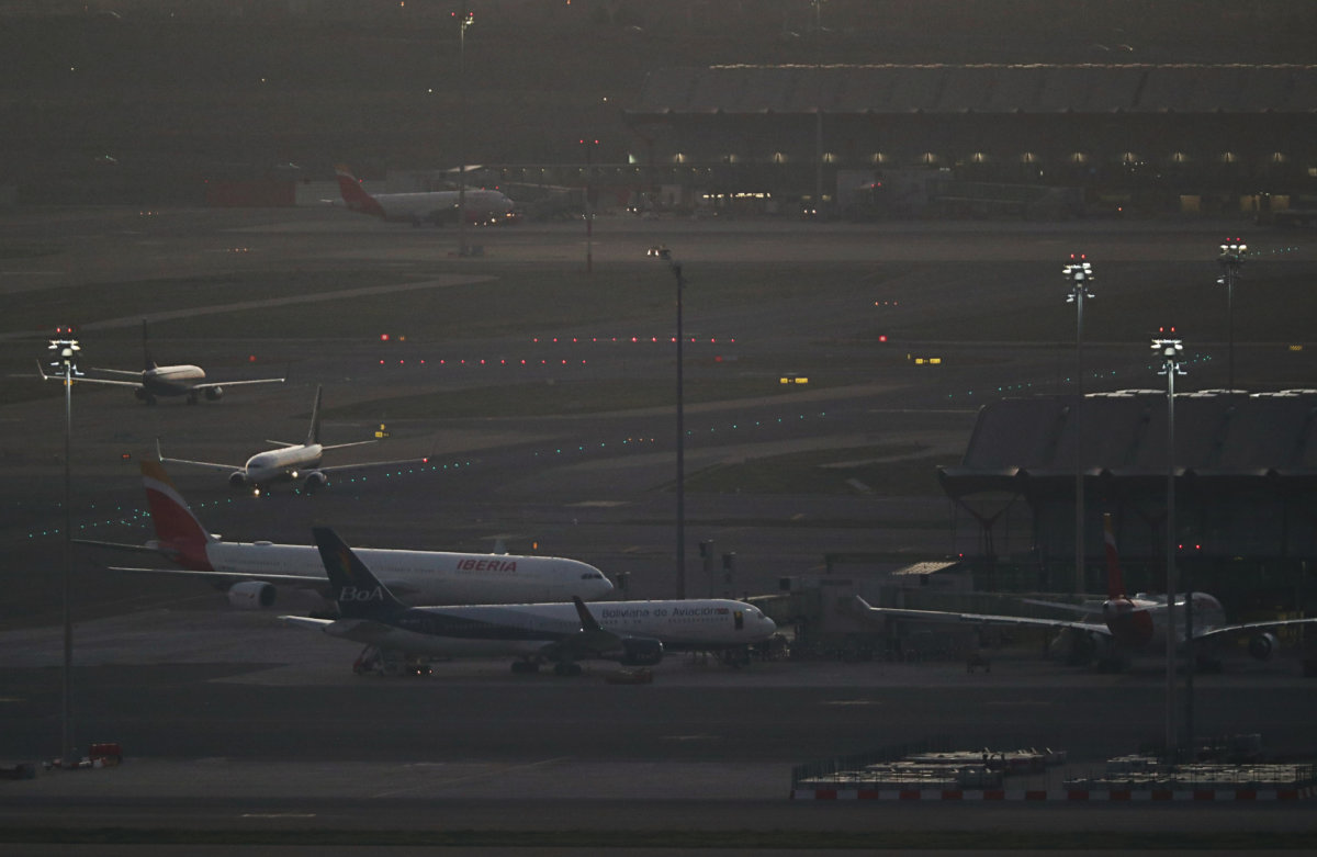 A general view of planes on the tarmac at Madrid’s