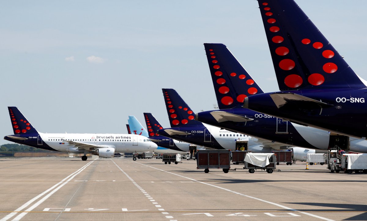 FILE PHOTO: Brussels Airlines planes parked at Zaventem International Airport