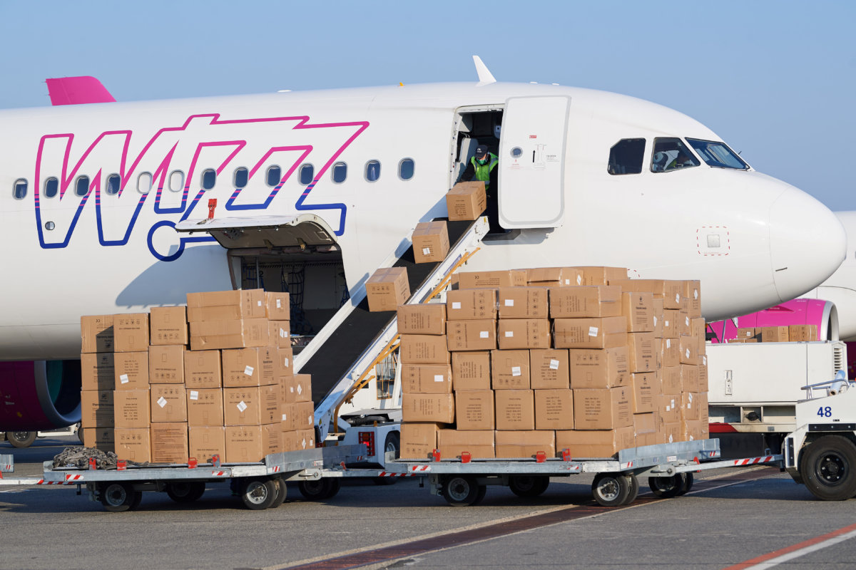 Wizzair’s aircraft with shipment of medical and protective gear from