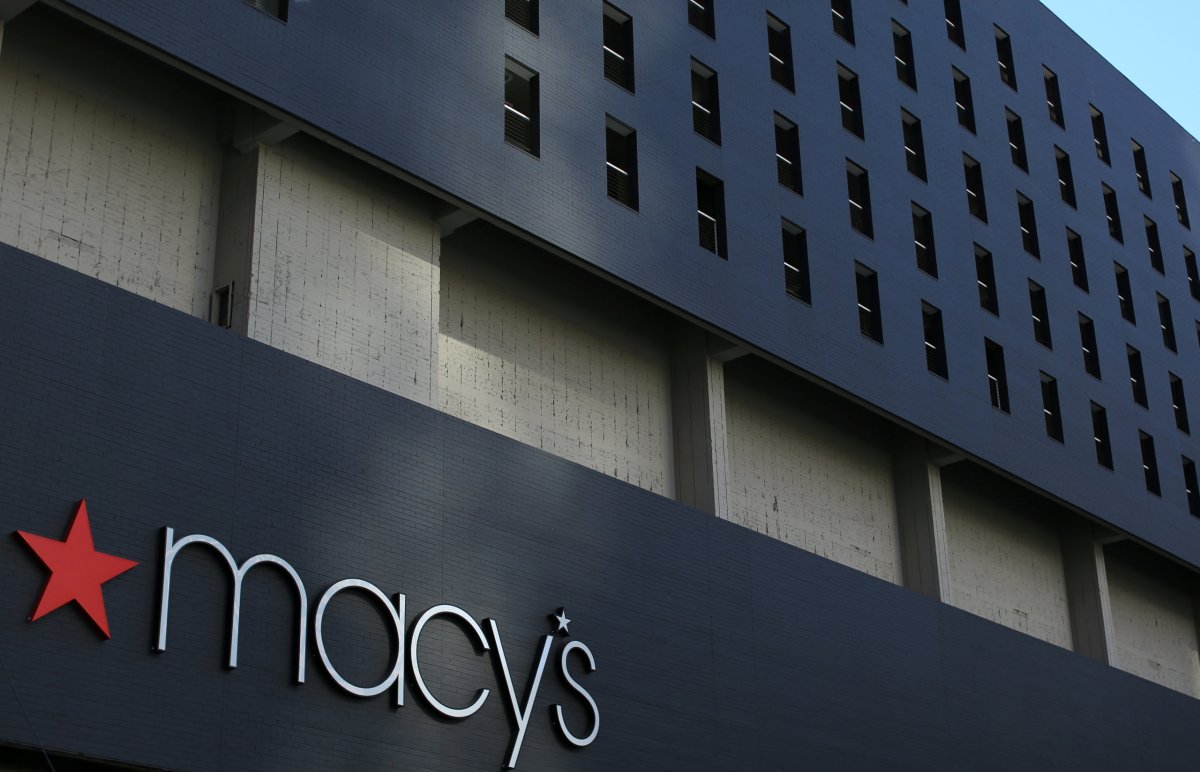 The Macy’s logo is pictured on the side of a