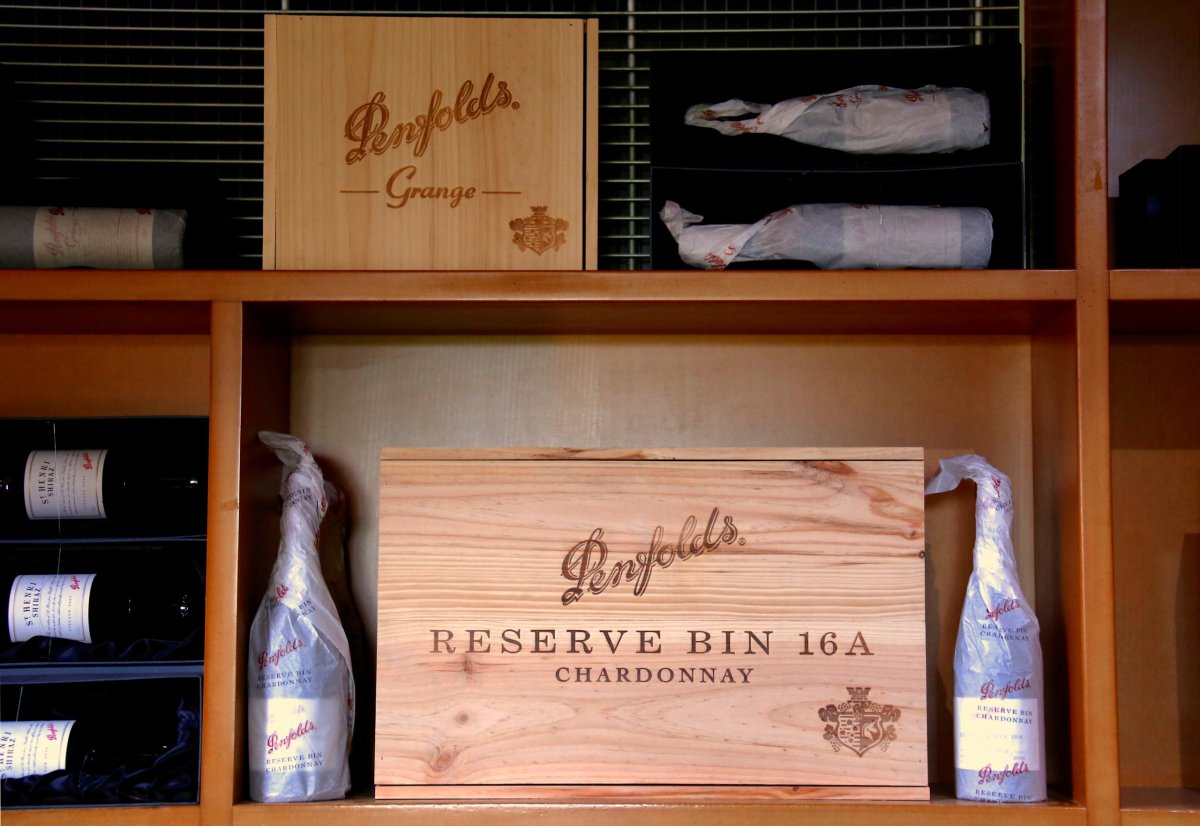 FILE PHOTO: Bottles of Penfolds Grange wine and other varieties,