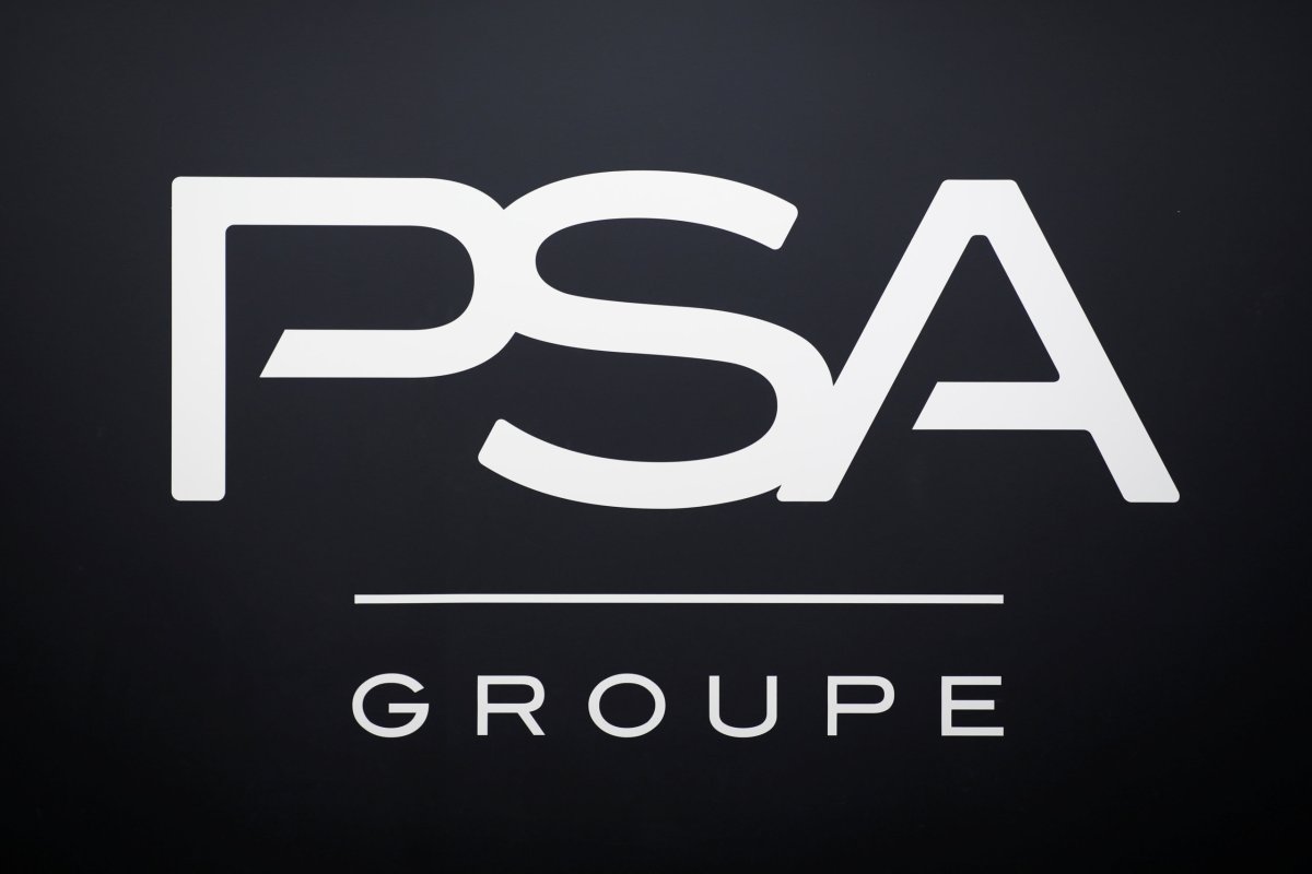 FILE PHOTO:  The logo of PSA Group is seen