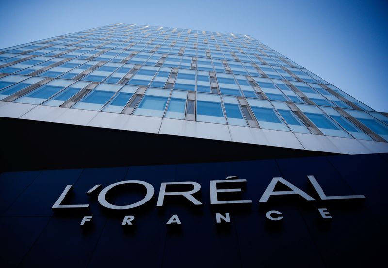 The logo of French cosmetics group L’Oreal in the western